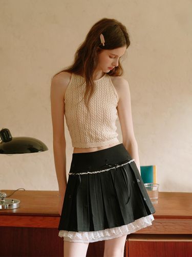 Sequin Pleat Layered Black Skirt - Cest Moidew - Modalova