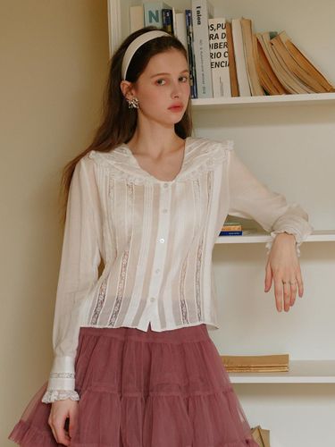 Lace Collar See Through Romantic Shirt - Cest Moidew - Modalova