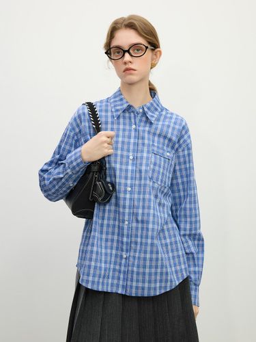 Plaid Cotton Pocket Classic Shirt [Blue] - We’Dee - Modalova