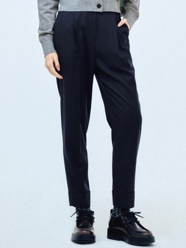 Roll-up Stripe High-rise Pants [Navy] - HAE BY HAEKIM - Modalova