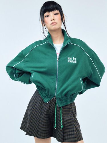 Piping Oversized Cotton Sweatshirt [GREEN] - HAE BY HAEKIM - Modalova