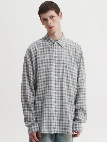 Oversized Vintage Check Cotton-Spandex Shirt [Blue] - DNSR - Modalova