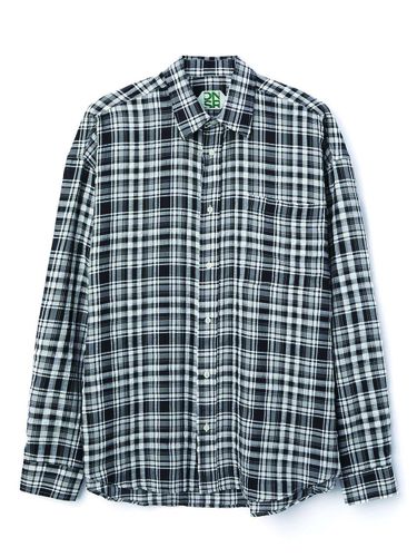 Oversized Check Polyester Rayon Shirt [Black] - DNSR - Modalova