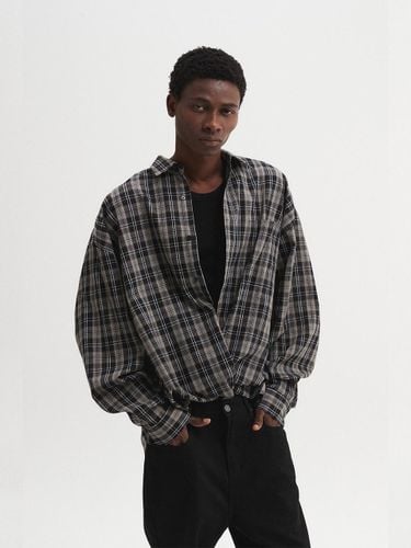 Oversized Check Polyester Cotton Shirt [Brown/Black] - DNSR - Modalova