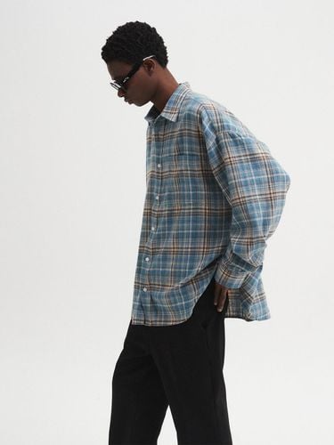 Oversized Check Polyester Cotton Shirt [GREEN BLUE] - DNSR - Modalova