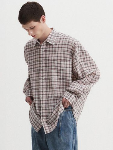 Oversized Vintage Check Cotton Blend Shirt [Pink] - DNSR - Modalova