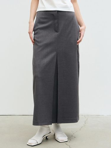 Box Pleated Long Polyester skirt [Gray] - NICK&NICOLE - Modalova