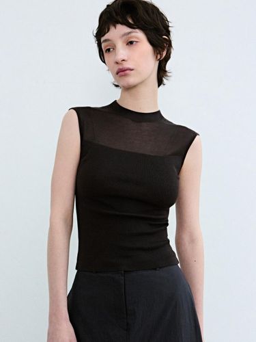 Sheer Line Sleeveless Top [Charcoal] - NICK&NICOLE - Modalova