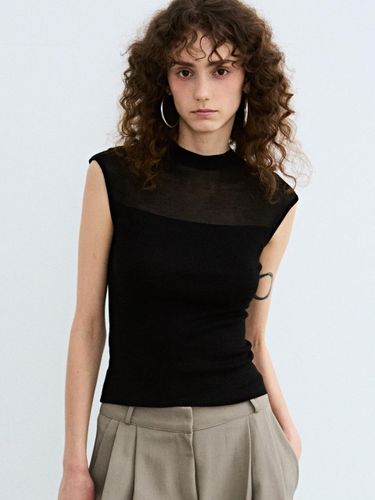 Sheer Line Sleeveless Top [Black] - NICK&NICOLE - Modalova