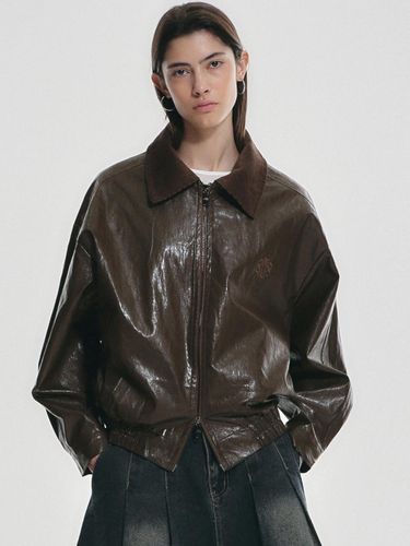 Overfit Eco Leather Jacket [Brown] - NICK&NICOLE - Modalova