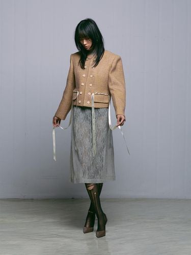 Tweed Logo Ribbon Jacket [Beige] - MUNN - Modalova