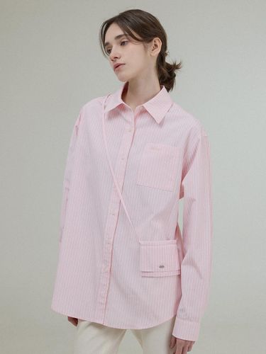 Oversized Slot Stripe Shirt [Pink] - FOLNUA - Modalova