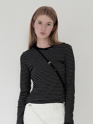 Plain Stripe Slim-fit Long Sleeve Shirt [Black] - KIRSH - Modalova