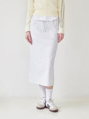 Plain Jersey Straight Long Skirt [Melange Grey] - KIRSH - Modalova