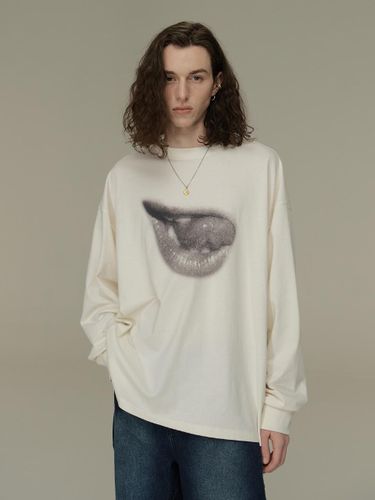 Graphic Oversized Cotton Long Sleeve T-Shirt [Ivory] - Lesugiatelier - Modalova