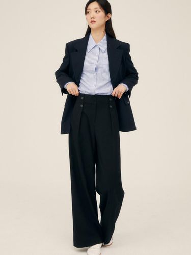 Button-Decorated High-Waist Wide-Leg Wool Pants (GP2A0SLR21) - JJ JIGOTT - Modalova