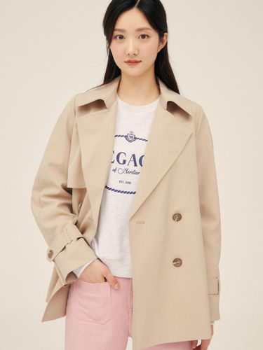 Gun Flap Double-Breasted Short Trench Coat (GP3M0TC911) - JJ JIGOTT - Modalova