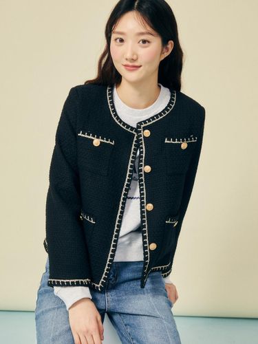 Balloon Sleeve Collarless Tweed Jacket (GP3P0JK321) - JJ JIGOTT - Modalova