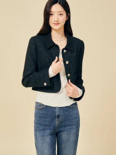 Metallic Thread Roll-Up Crop Jacket (GP2P0JK201) - JJ JIGOTT - Modalova