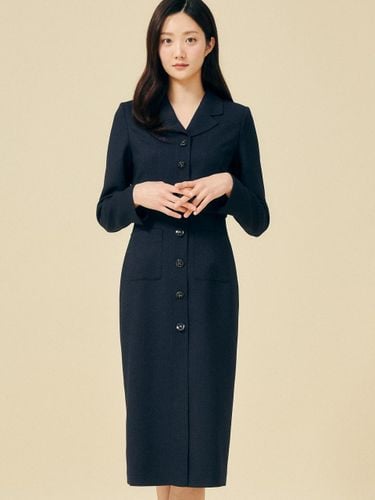 V-neck Collared Button-Front Body-Fitting Dress (GP3M0OP921) - JJ JIGOTT - Modalova