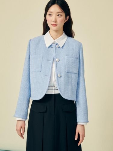 Metal Button Wool Crop Textured Braided Edge Jacket (GP2P0JK231) - JJ JIGOTT - Modalova