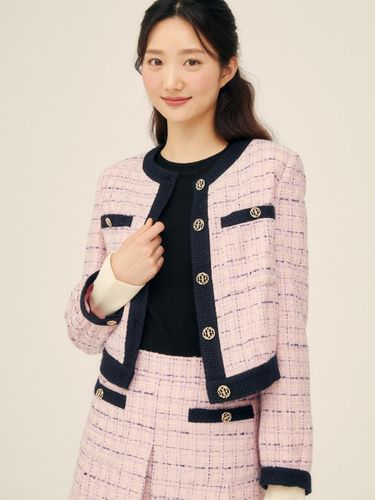 Metal Button Cropped Tweed Jacket (GP3A0JP101) - JJ JIGOTT - Modalova