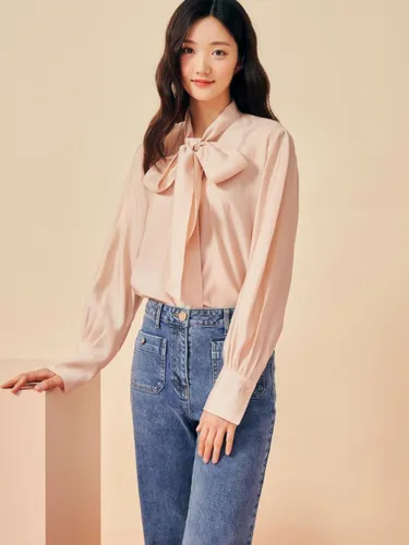 Tie Neck Balloon Fit Organza Blouse (GP2A0BLR11) - JJ JIGOTT - Modalova