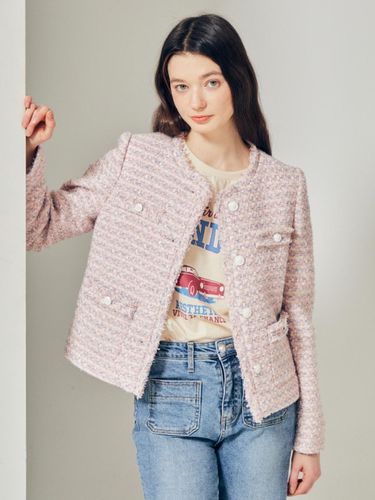 Tweed Fringe Round Neck Cropped Jacket (GR2M0JK911) - JJ JIGOTT - Modalova