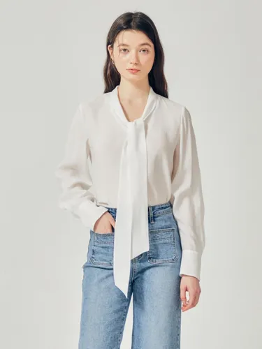 Sheer Tie V-Neck Semi-Transparent Blouse (GR3M0BL921) - JJ JIGOTT - Modalova