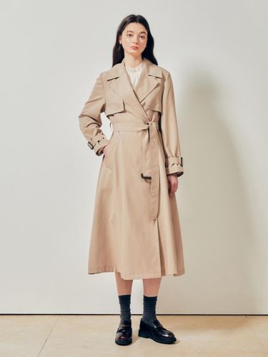 Flap Detail Flare Pleated Trench Coat (GR3M0TC901) - JJ JIGOTT - Modalova