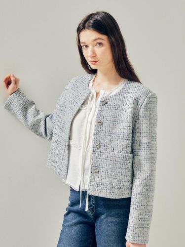 Glitter Tweed Crop Structured Jacket (GR3P0JK341) - JJ JIGOTT - Modalova