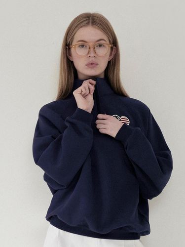 Half-Zip Blouson Semi-Loose Sweatshirt [Dark Navy] - KIRSH - Modalova