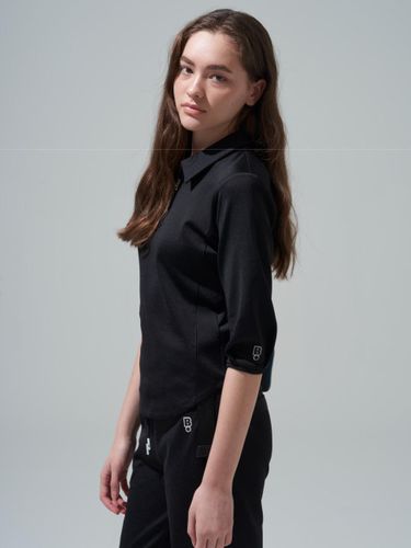 Sleeve Half-Zip Collar T-shirt [] - BLUDOT - Modalova