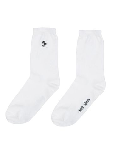 Cotton Blend Logo Socks [Beige] - NICK&NICOLE - Modalova