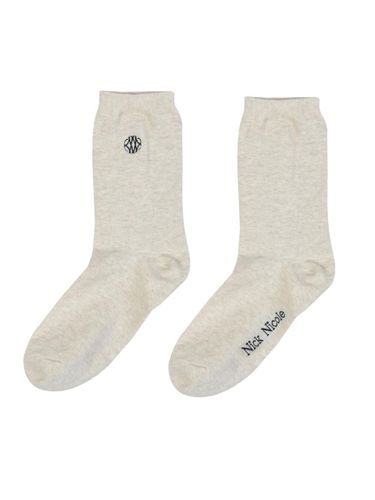 Cotton Blend Logo Socks [Light Brown] - NICK&NICOLE - Modalova