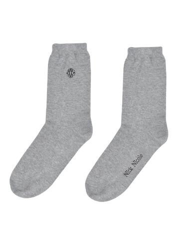 Cotton Blend Logo Socks [GRAY] - NICK&NICOLE - Modalova