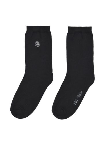 Cotton Blend Logo Socks [Beige] - NICK&NICOLE - Modalova