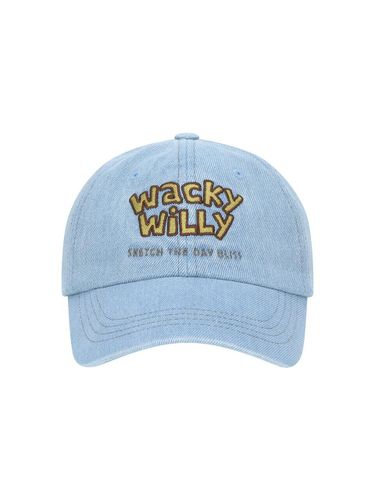 Typography Denim Embroidered Ball Cap [Sky Blue] - Wacky Willy - Modalova