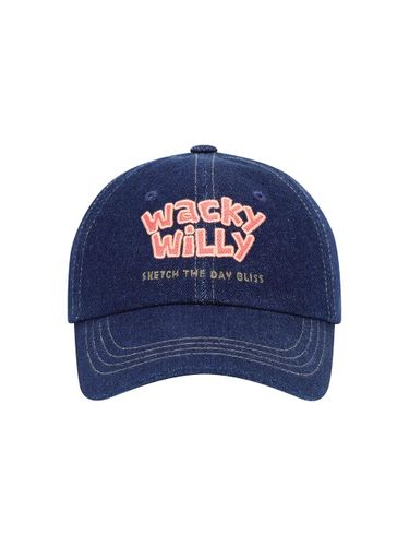 Typography Denim Slim Fit Ball Cap [Indigo] - Wacky Willy - Modalova