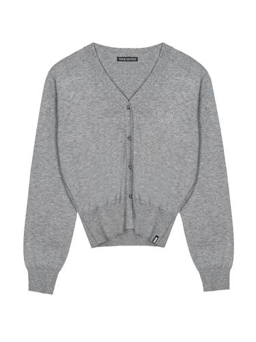 Mini Butterfly Premium Knit Cardigan [Gray] - NICK&NICOLE - Modalova