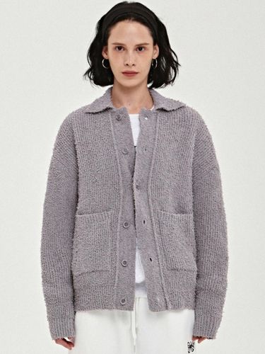 Boucle Collar Minimalist Knit Cardigan [Gray] - NICK&NICOLE - Modalova