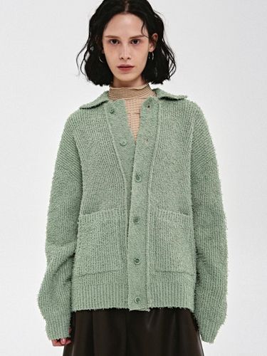 Boucle Collar Relaxed Cardigan [Green] - NICK&NICOLE - Modalova