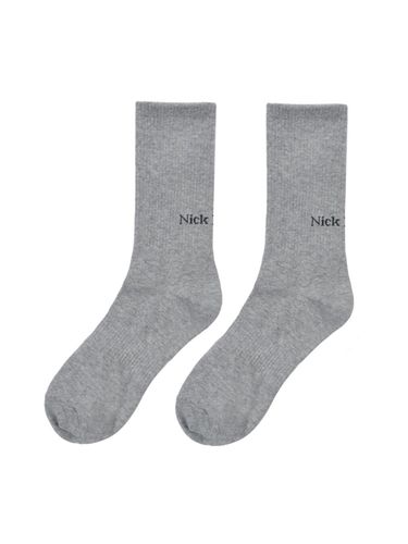 Ribbed Logo Premium Socks [Gray] - NICK&NICOLE - Modalova