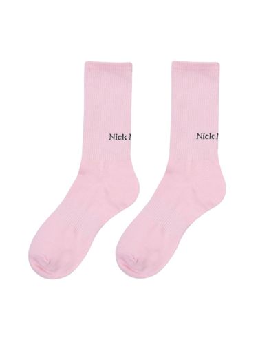 Ribbed Logo Cotton Blend Socks [Pink] - NICK&NICOLE - Modalova