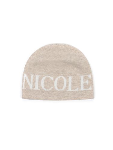 Cashmere Lettering Jacquard Beanie [Light Beige] - NICK&NICOLE - Modalova