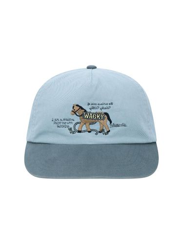 Horse Panel Adjustable Flat Brim Cap [Blue] - Wacky Willy - Modalova