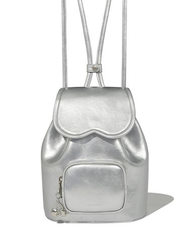 Glossy PU Leather Signature Pocket Backpack [Silver] - KIRSH - Modalova