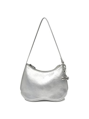 Glossy PU Leather Curved Bottom Pocket Signature Handbag [Silver] - KIRSH - Modalova