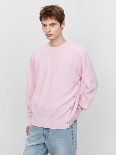 Unisex Semi-Overfit Button Detail Sweater [Pink] (UDSW5A107P2) - Dunst for MEN - Modalova