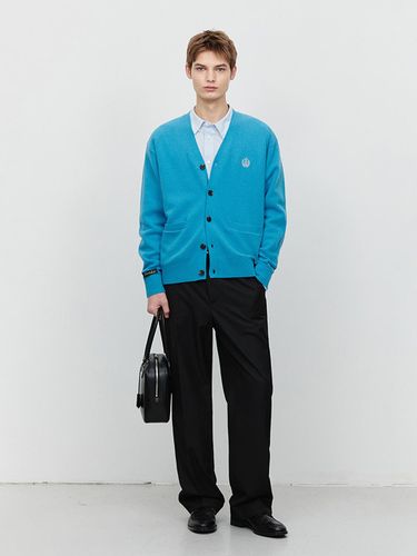 Unisex Semi-Overfit Essential Logo Cardigan [Blue] (UDSW5A102B2) - Dunst for MEN - Modalova